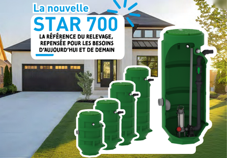 Gamme STAR700 - 4 hauteurs de cuvelage et vue en coupe